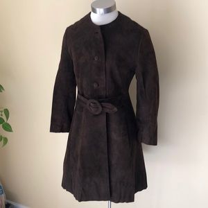 Vintage suede ladylike belted jacket